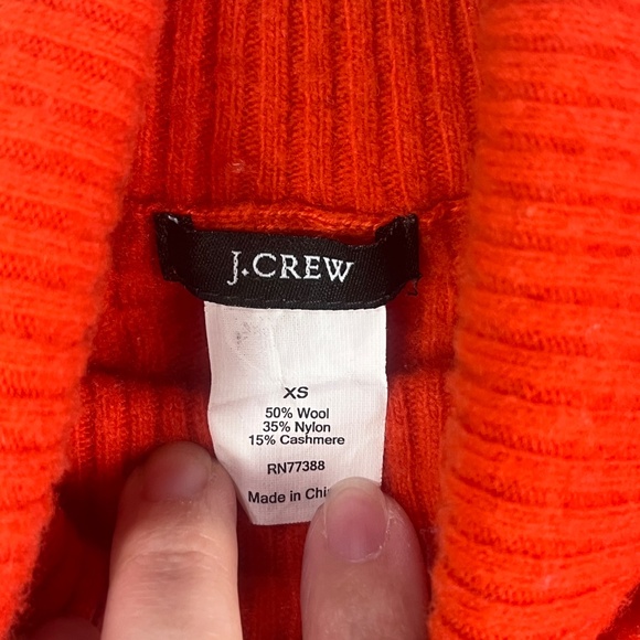 J.crew Women Turtle Neck Cable Knit Sweater Sz XS Cashmere Wool Fitted Y2K Red - Picture 6 of 10